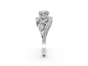 Halo Engagement Ring Setting for Cushion Cut Center with Marquise and Pave Bypass Band and Prong Head in Sterling Silver
