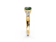 5 Stone Engagement Ring Setting for Fancy Green Cushion Cut Center with Plain Band and Prong Head in Yellow Gold