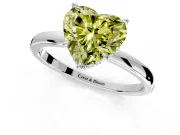 Hidden Halo Engagement Ring Setting for Fancy Yellow Heart-Shaped Center with Plain Band and Tall Prong Head in Sterling Silver