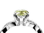Solitaire Engagement Ring Setting for Fancy Yellow Oval Center with Half-Pave Crossover Band and Prong Head in White Gold