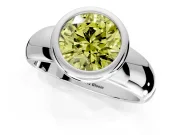 Solitaire Engagement Ring Setting for Fancy Yellow Round Cut Center with Wide Band and Bezel Head in Sterling Silver