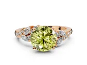 Solitaire Engagement Ring Setting for Fancy Yellow Round Cut Center with Marquise Accent Twist Band and Prong Head in Rose Gold