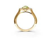 Milgrain Halo Engagement Ring Setting for Fancy Yellow Pear-Shaped Center with Bezel Point Accents and Prong Head in Yellow Gold