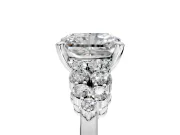 Cluster Engagement Ring Setting for Radiant Cut Center with 2-Row Shoulder Clusters and Prong Head in Sterling Silver