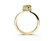 Hidden Halo Engagement Ring Setting for Fancy Yellow Heart-Shaped Center with Wide Flat Plain Band and Prong Head in Yellow Gold