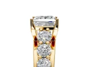 Solitaire Engagement Ring Setting for Princess Cut Center with Graduated Shared Prongs and Prong Head in Yellow Gold