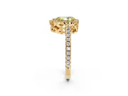 Accent Halo Engagement Ring Setting for Fancy Yellow Pear-Shaped Center with Full-Length Pave Band and Prong Head in Yellow Gold