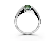 Tension Engagement Ring Setting for Fancy Green Cushion Cut Center with Wide Tapered Band and Tension Head in White Gold
