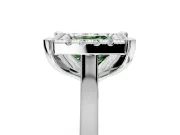 Single Halo Engagement Ring Setting for Fancy Green Princess Cut Center with Corner Claws, Plain Band and Prong Head in White Gold