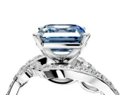 Solitaire Engagement Ring Setting for Fancy Blue Asscher Cut Center with Pave Bypass Twist Band and Prong Head in Platinum