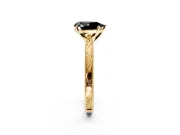 Solitaire Engagement Ring Setting for Fancy Black Pear-Shaped Center with Engraved Milgrain Band and Prong Head in Yellow Gold