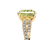 Solitaire Engagement Ring Setting for Fancy Yellow Princess Cut Center with Twisted Pave Split Shank and Prong Head in Yellow Gold