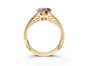 Split Shank Engagement Ring Setting for Fancy Pink Heart-Shaped Center with Pave Split Shank and Prong Head in Yellow Gold