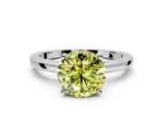 Solitaire Engagement Ring Setting for Fancy Yellow Round Cut Center with Basket Rail and Prong Head in Sterling Silver