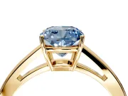 Solitaire Engagement Ring Setting for Fancy Blue Cushion Cut Center with Open Cathedral Shoulders and Prong Head in Yellow Gold