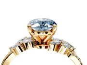 Solitaire Engagement Ring Setting for Fancy Blue Oval Center with Marquise Accent Twist Band and Prong Head in Yellow Gold
