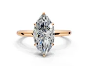 Low-Set Solitaire Engagement Ring Setting for Marquise Center with Thin Plain Band and Prong Head in Rose Gold