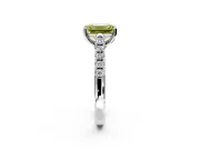 Solitaire Engagement Ring Setting for Fancy Yellow Emerald Cut Center with Partway Pave Band and Prong Head in Sterling Silver