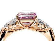 Cluster Engagement Ring Setting for Fancy Pink Asscher Cut Center with Round Cut Accent Frame and Prong Head in Rose Gold