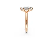 Hidden Halo Engagement Ring Setting for Marquise Center with Thin Rounded Band and Prong Head in Rose Gold