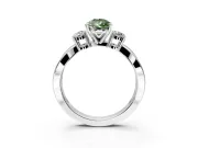 3 Stone Engagement Ring Setting for Fancy Green Pear-Shaped Center with Pave Twist Band and Prong Head in Platinum