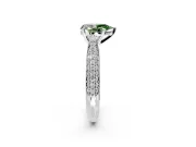 Solitaire Engagement Ring Setting for Fancy Green Pear-Shaped Center with Multi-Row Accents and Prong Head in White Gold
