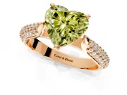 Solitaire Engagement Ring Setting for Fancy Yellow Heart-Shaped Center with Multi-Row Accents and Prong Head in Rose Gold