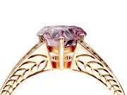 Split Shank Engagement Ring Setting for Fancy Pink Heart-Shaped Center with Pave Split Shank and Prong Head in Rose Gold