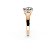 3 Stone Engagement Ring Setting for Oval Center with Matching Side Accents and Prong Head in Rose Gold