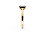 Solitaire Engagement Ring Setting for Emerald Cut Center with Flat-Sided Plain Band and Prong Head in Yellow Gold