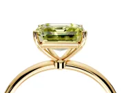 Solitaire Engagement Ring Setting for Fancy Yellow Asscher Cut Center with Straight Thin Band and Prong Head in Yellow Gold