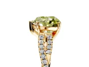 Solitaire Engagement Ring Setting for Fancy Yellow Heart-Shaped Center with Twisted Pave Split Shank and Prong Head in Yellow Gold