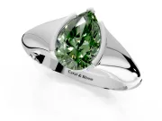 Tension Engagement Ring Setting for Fancy Green Pear-Shaped Center with Wide Tapered Band and Tension Head in Sterling Silver