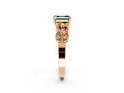 Leaf Engagement Ring Setting for Fancy Green Asscher Cut Center with Milgrain Accent Band and Prong Head in Rose Gold
