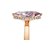 Hidden Halo Engagement Ring Setting for Fancy Pink Marquise Center with Plain Band and Tall Prong Head in Rose Gold