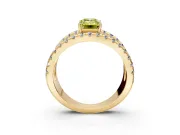 Solitaire Engagement Ring Setting for Fancy Yellow Emerald Cut Center with Wide-Open Split Shank and Prong Head in Yellow Gold