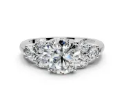Cluster Engagement Ring Setting for Round Cut Center with Round Cut Accent Frame and Prong Head in Platinum
