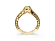 Solitaire Engagement Ring Setting for Fancy Yellow Marquise Center with Engraved Pave Band and Prong Head in Yellow Gold