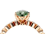 Solitaire Engagement Ring Setting for Fancy Green Pear-Shaped Center with Bezel-Dot Beaded Band and Prong Head in Rose Gold