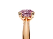 Solitaire Engagement Ring Setting for Fancy Pink Cushion Cut Center with Reverse Tapered Band and Prong Head in Rose Gold
