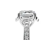 Floral Engagement Ring Setting for Asscher Cut Center with Four Accent Clusters and Prong Head in Platinum