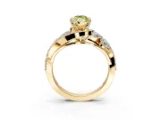 Halo Engagement Ring Setting for Fancy Yellow Marquise Center with Marquise and Pave Bypass Band and Prong Head in Yellow Gold