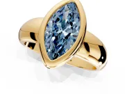 Solitaire Engagement Ring Setting for Fancy Blue Marquise Center with Wide Band and Bezel Head in Yellow Gold