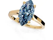 Solitaire Engagement Ring Setting for Fancy Blue Marquise Center with Tapered Shoulders and Prong Head in Yellow Gold