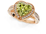 Halo Engagement Ring Setting for Fancy Yellow Heart-Shaped Center with Framed Halo, Pave Band and Prong Head in Rose Gold