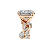 Solitaire Engagement Ring Setting for Radiant Cut Center with Bar-Station Pave Twist and Prong Head in Rose Gold