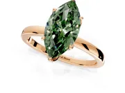 Solitaire Engagement Ring Setting for Fancy Green Marquise Center with Thin Rounded Plain Band and Prong Head in Rose Gold