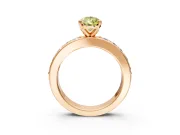 Solitaire Engagement Ring Setting for Fancy Yellow Pear-Shaped Center with Channel-Set Accents and Prong Head in Rose Gold