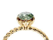 Solitaire Engagement Ring Setting for Fancy Green Marquise Center with Plain Twisted Rope Band and Prong Head in Yellow Gold