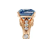 Solitaire Engagement Ring Setting for Fancy Blue Asscher Cut Center with Marquise and Bezel Accents and Prong Head in Rose Gold